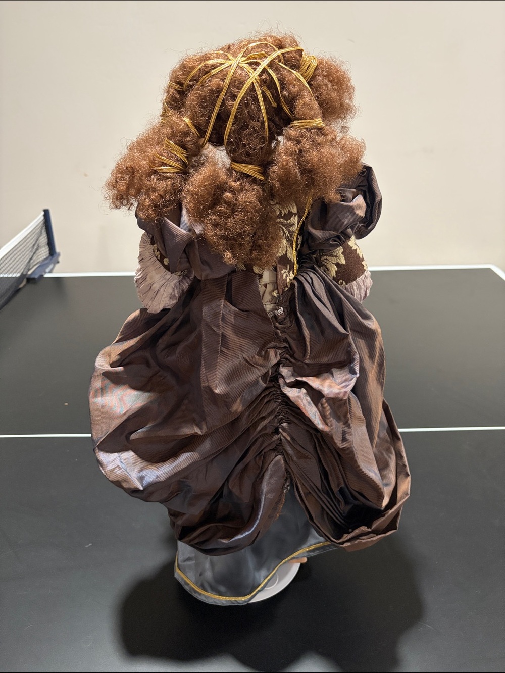 Porcelain Collectible Doll in Brown Vintage Gown with Auburn Curls - Picture 2 of 4